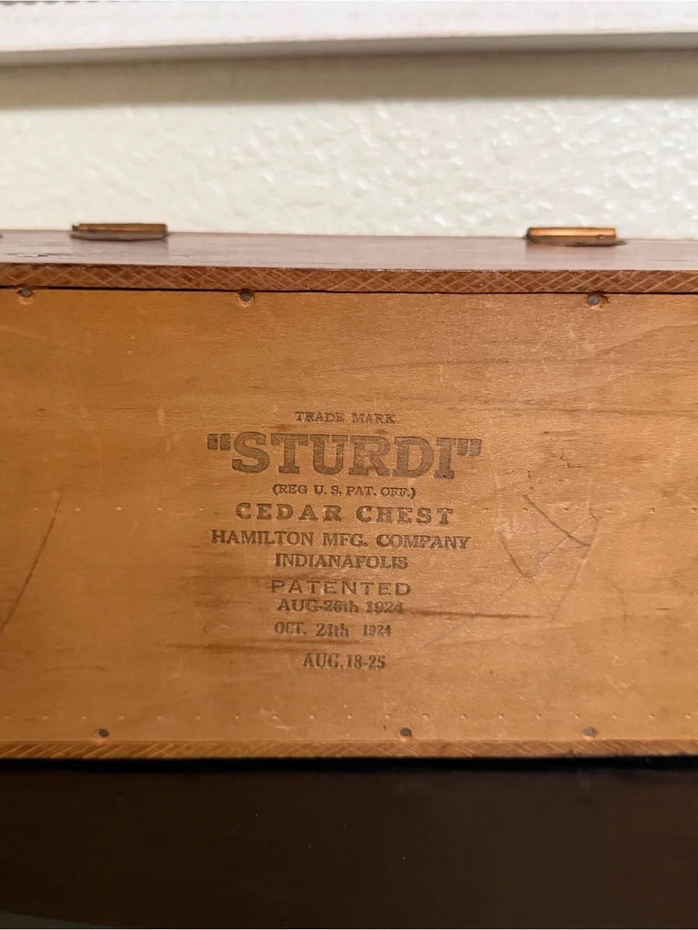 1925 Sturdi Mini Cedar Chest, Jewelry Box, Trinket Box with Brass Accents